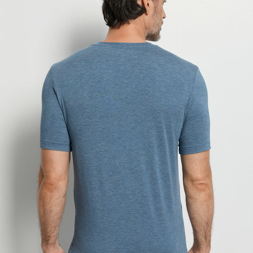 Casuals Soft V-Neck T-Shirt | Retro Blue Melange 75035-3082