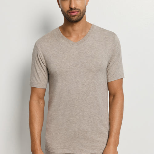 Casuals Soft V-Neck T-Shirt | Hazelnut Melange 75035-3115
