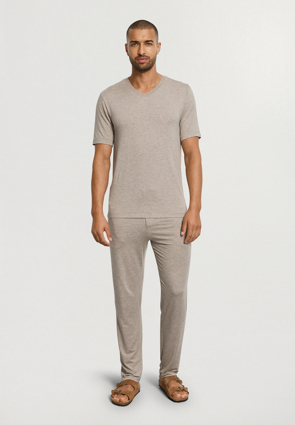 Casuals Soft V-Neck T-Shirt | Hazelnut Melange 75035-3115
