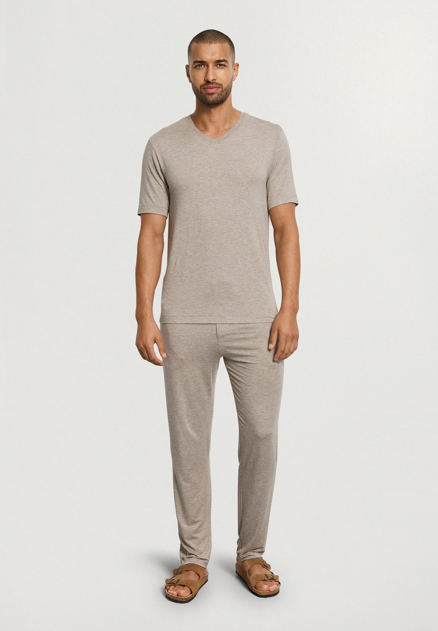 Casuals Soft V-Neck T-Shirt | Hazelnut Melange 75035-3115