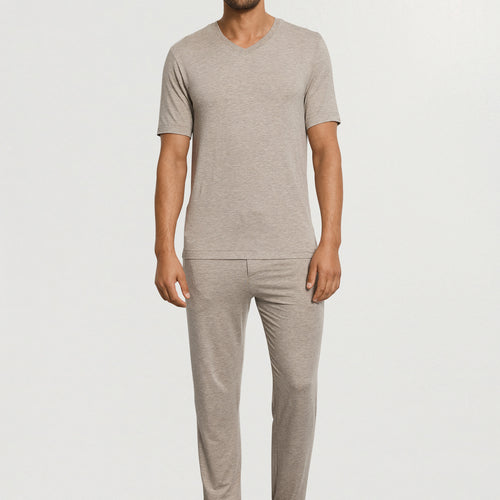 Casuals Soft V-Neck T-Shirt | Hazelnut Melange 75035-3115