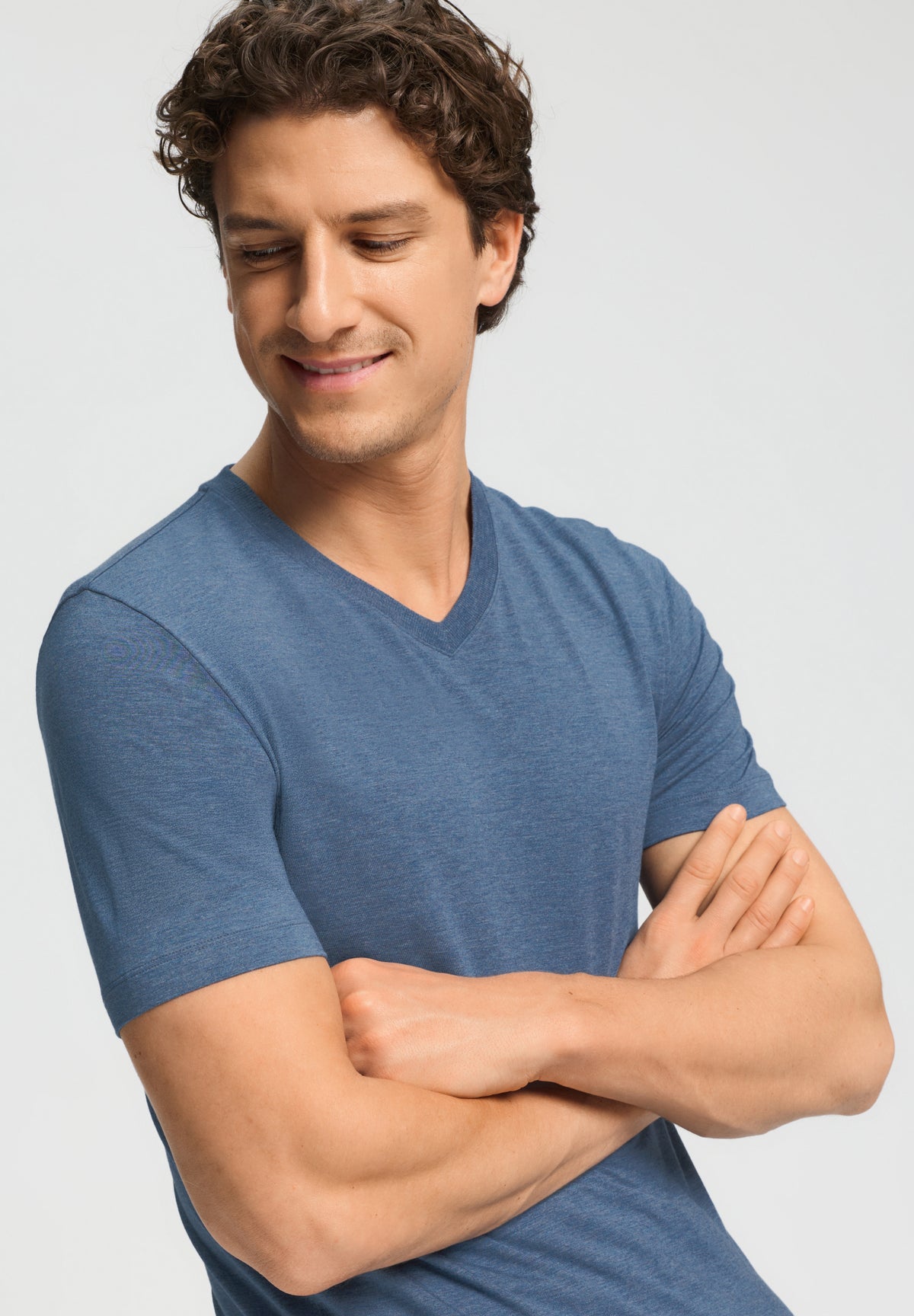 Casuals Soft V-Neck T-Shirt | Tanzanite Melange 75035-3133