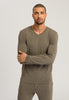 75036 Casuals L/Slv Shirt V-Neck - 1267 Dark Elmwood Melange