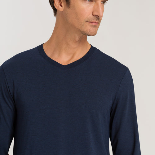 75036 Casuals L/Slv Shirt V-Neck - 1610 Deep Navy