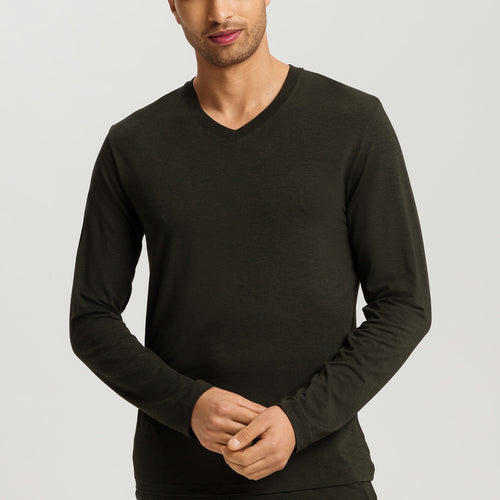 Casuals V-Neck Top | Earthy Ink Melange 75036-3044