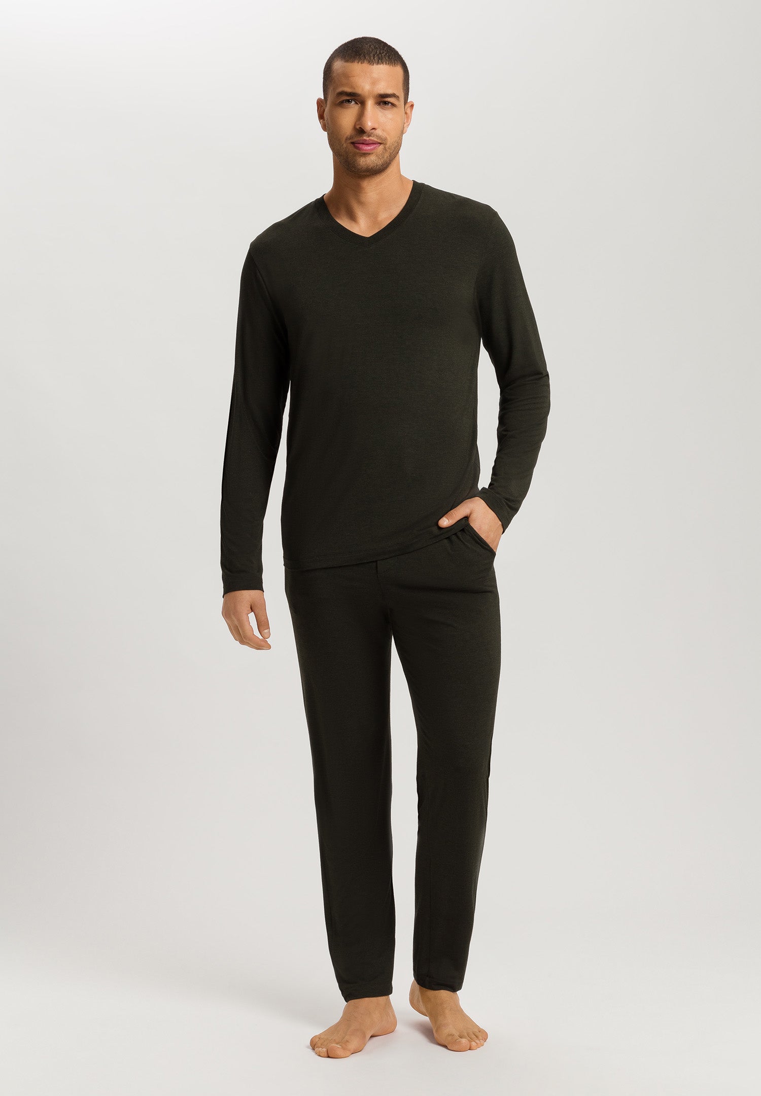 Casuals V-Neck Top | Earthy Ink Melange 75036-3044