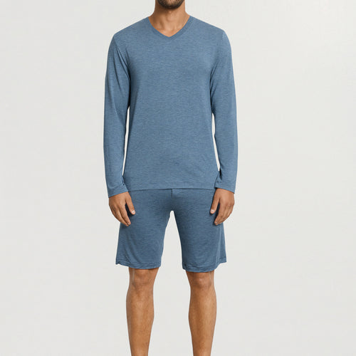 Casuals V-Neck Top | Retro Blue Melange 75036-3082