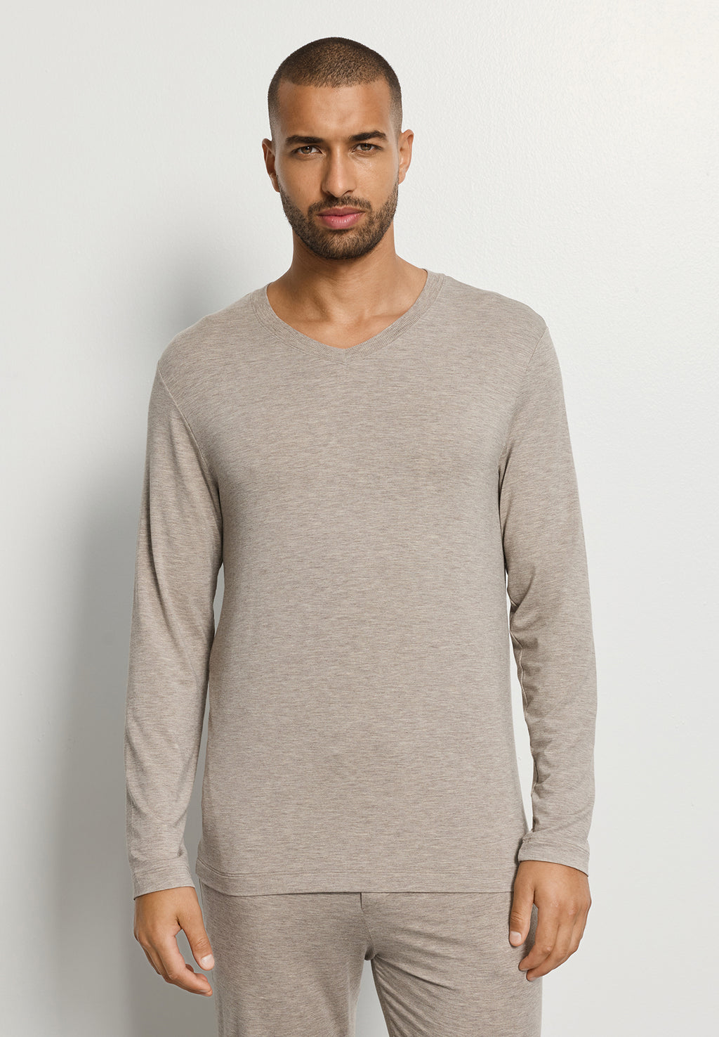 Casuals V-Neck Top | Hazelnut Melange 75036-3115