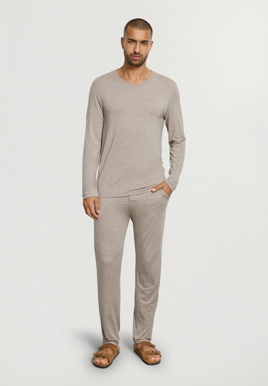 Casuals V-Neck Top | Hazelnut Melange 75036-3115