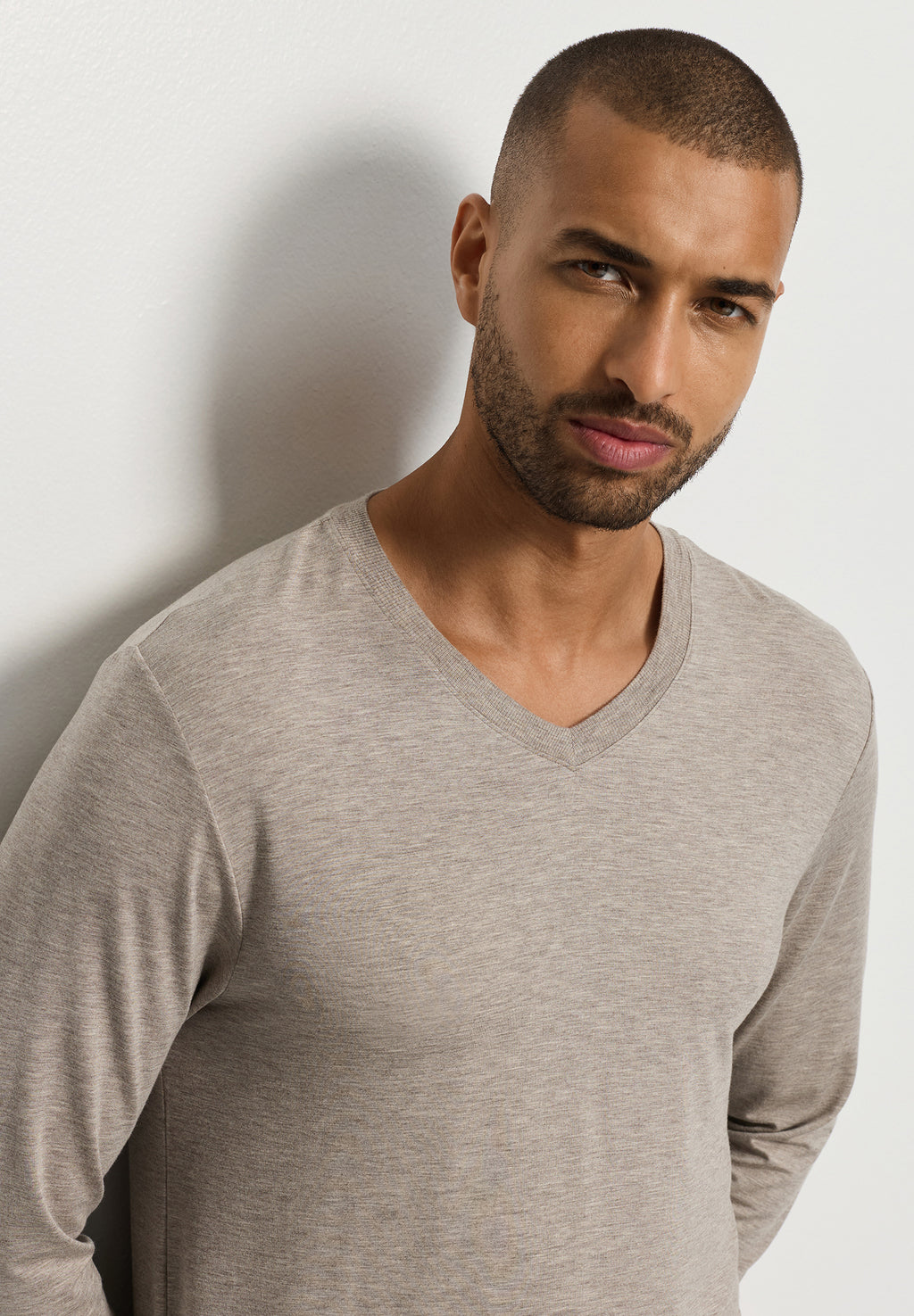 Casuals V-Neck Top | Hazelnut Melange 75036-3115