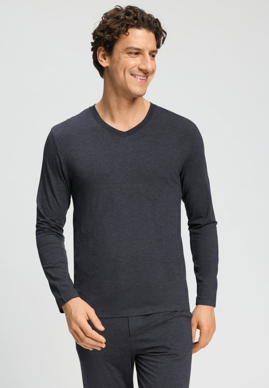 Casuals V-Neck Top | Charcoal Melange 75036-3132