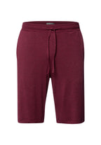 Maroon shorts with a tie waist on a white background