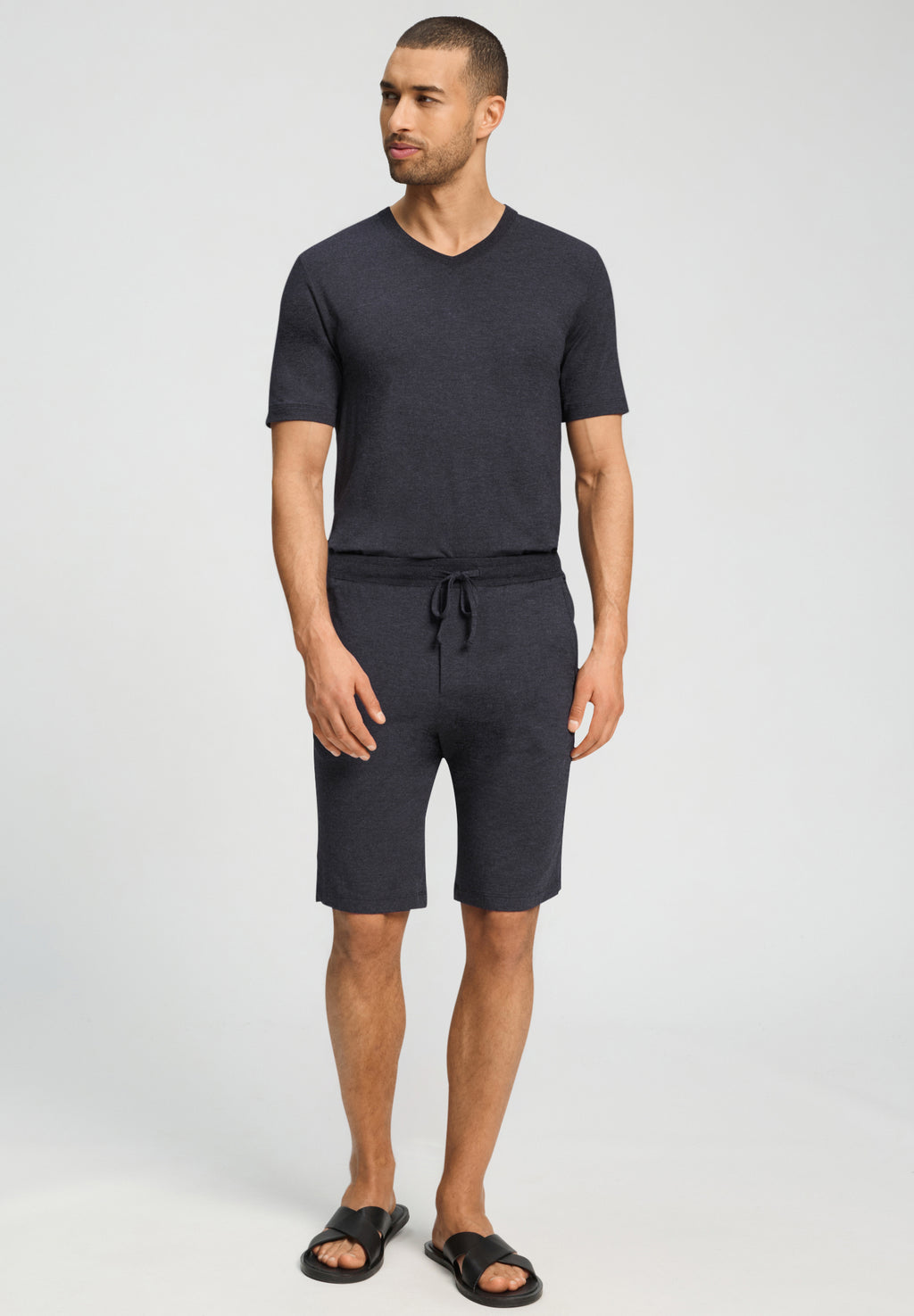 Casuals Drawstring Shorts | Charcoal Melange 75039-3132