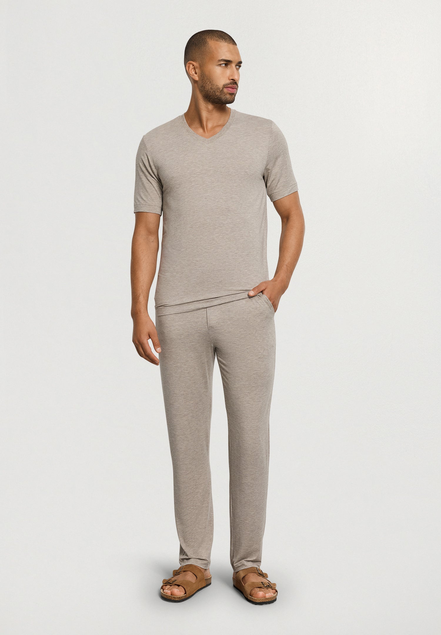 Casuals Long Pants | Hazelnut Melange 75040-3115