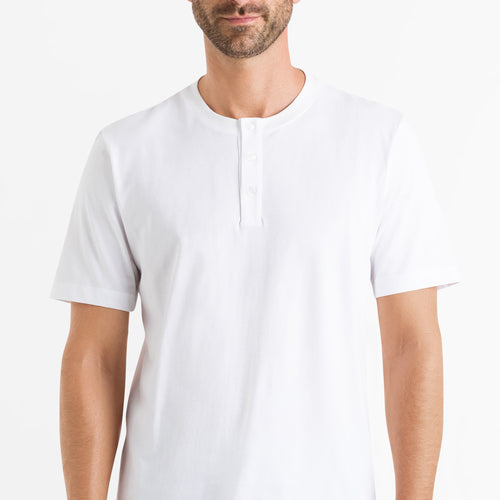 75044 Living Shirts Short Sleeve Shirt Henley - 101 White