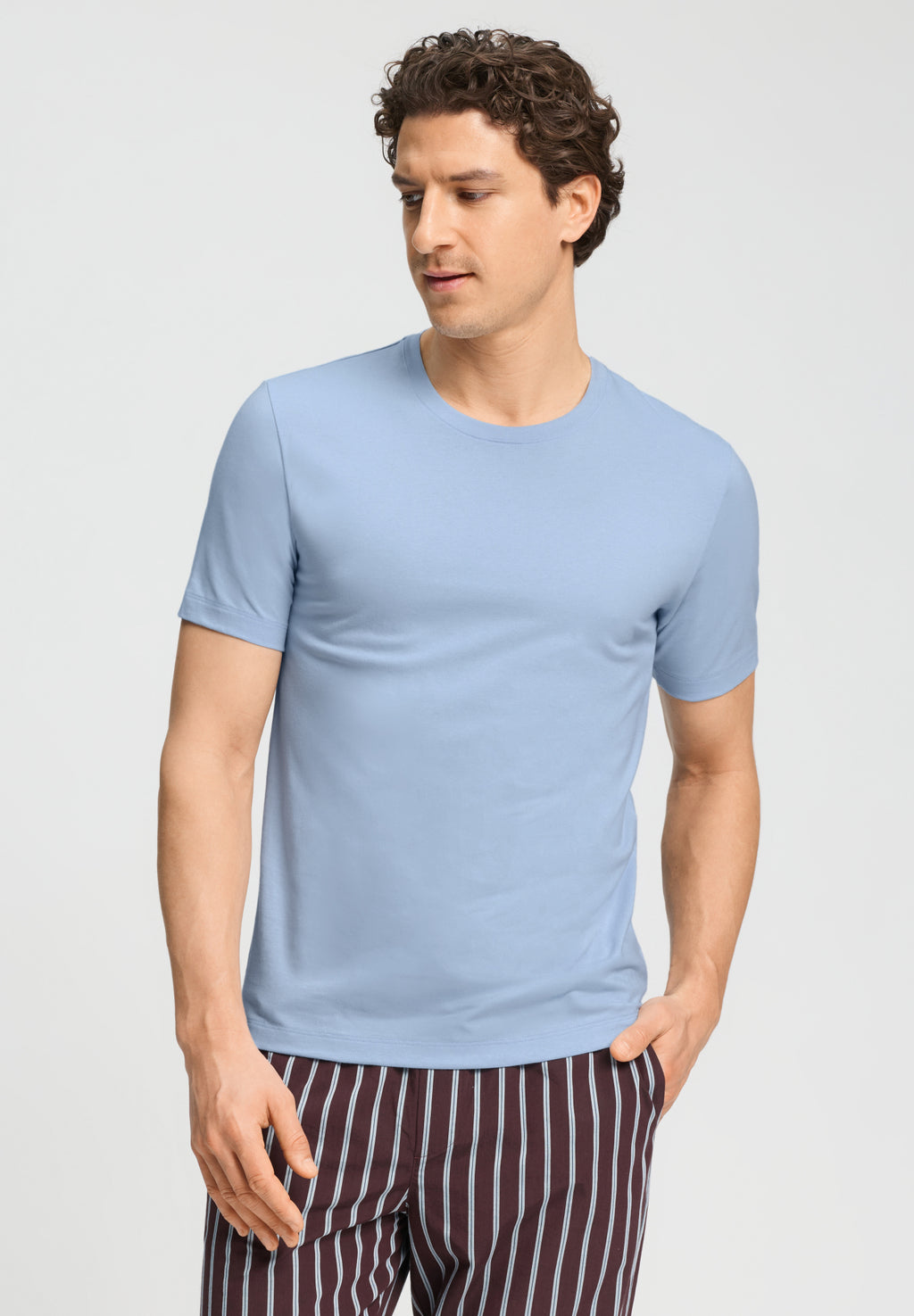 Living Shirts Cotton Crew Neck T-Shirt | Cashmere Blue 75050-2587