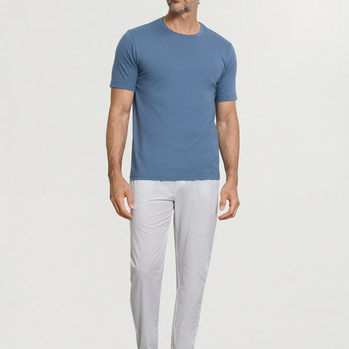 Living Shirts Cotton Crew Neck T-Shirt | Retro Blue 75050-2626