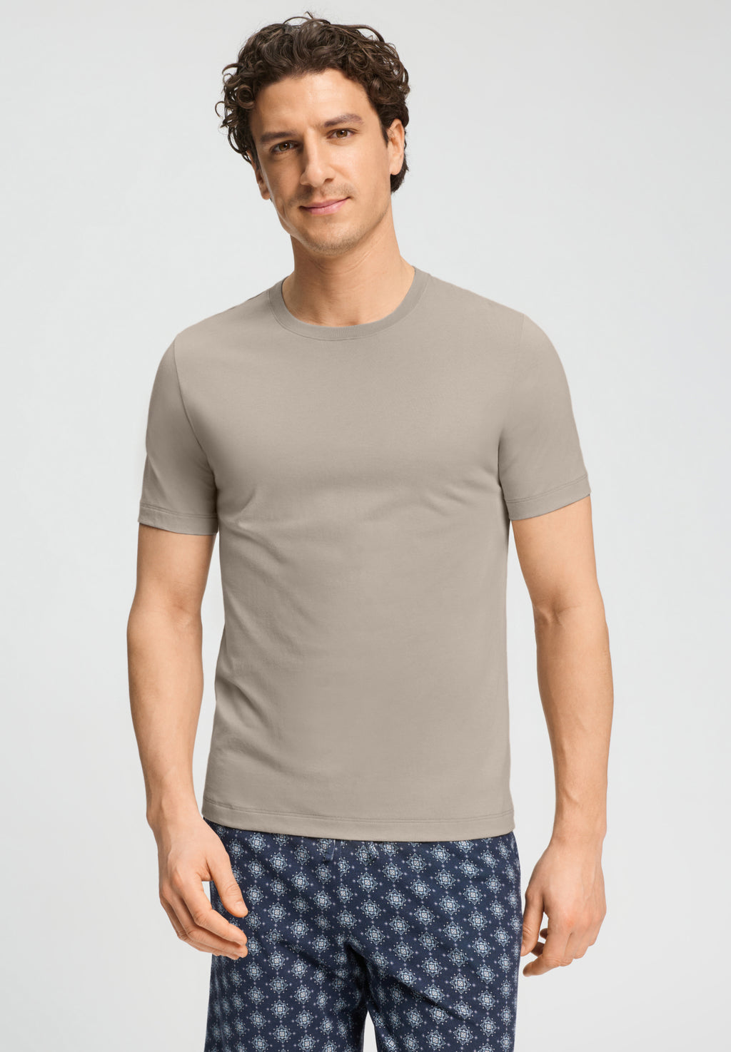 Living Shirts Cotton Crew Neck T-Shirt | Wooly Beige 75050-2848