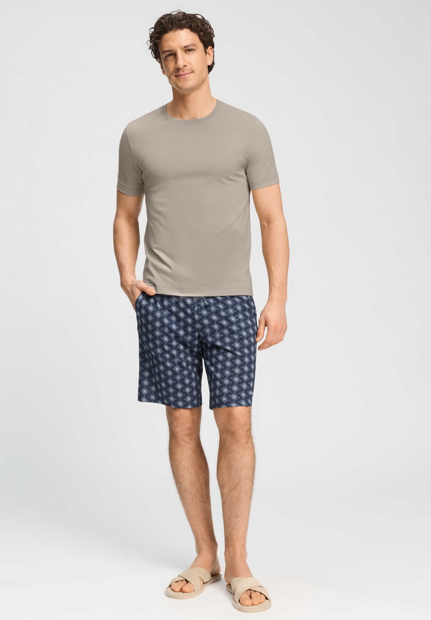 Living Shirts Cotton Crew Neck T-Shirt | Wooly Beige 75050-2848