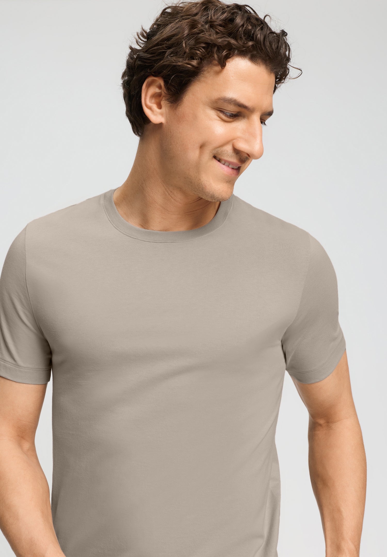 Living Shirts Cotton Crew Neck T-Shirt | Wooly Beige 75050-2848