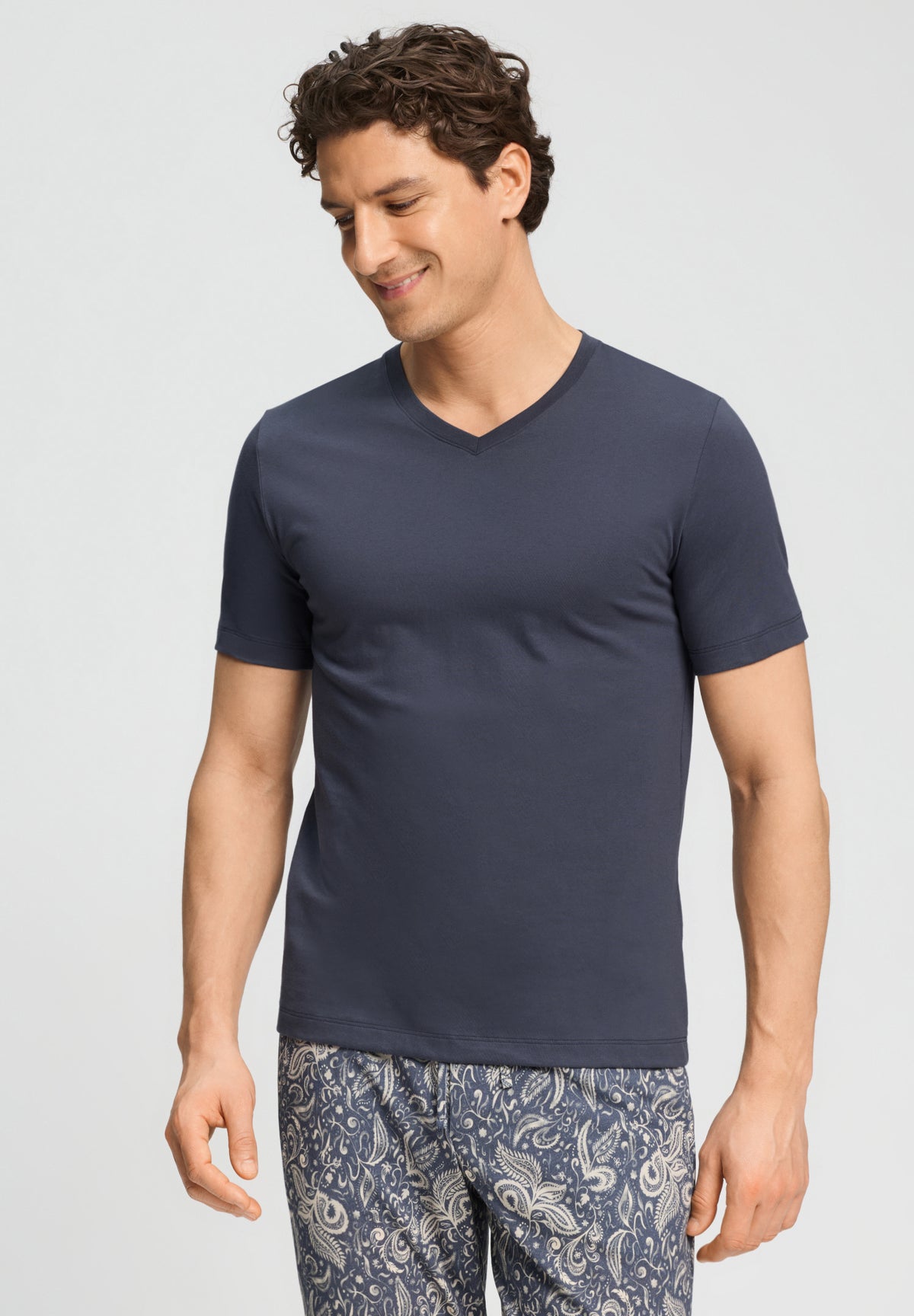 Living Shirts Cotton V-Neck T-Shirt | Stormy Gray 75051-2139
