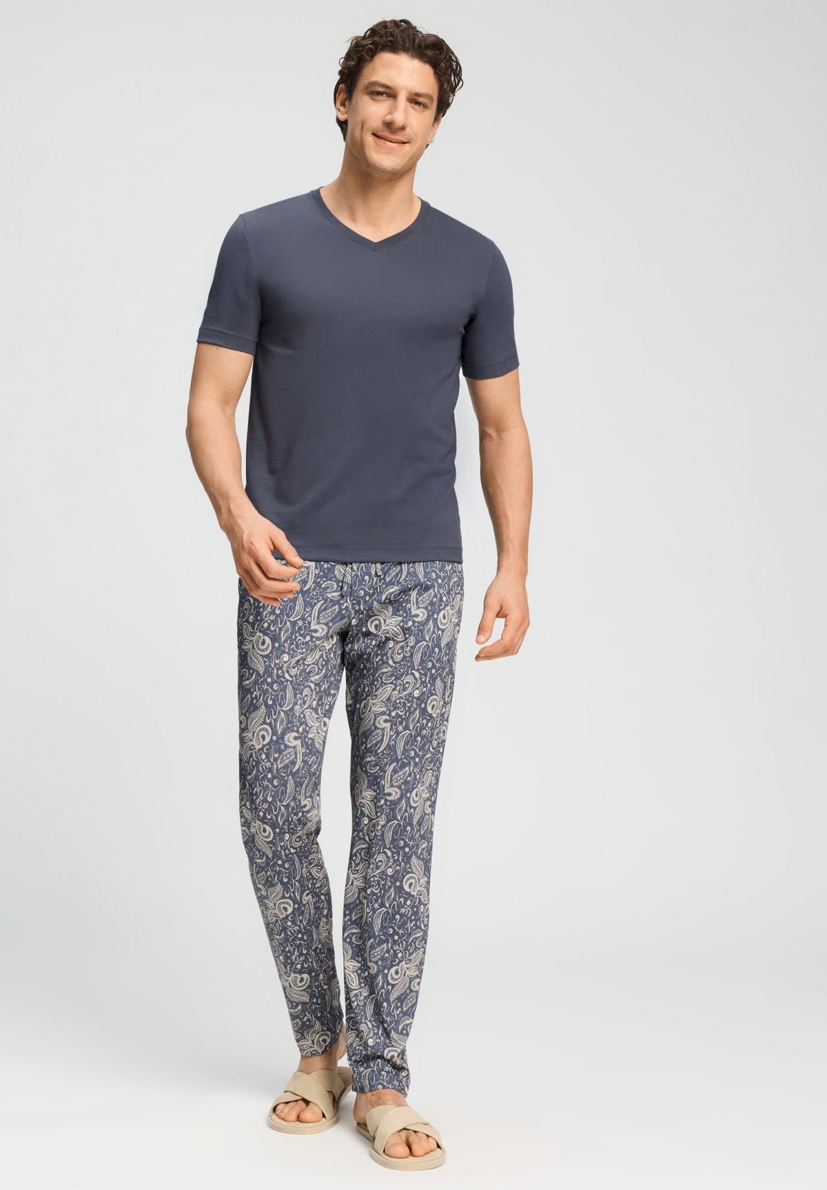 Living Shirts Cotton V-Neck T-Shirt | Stormy Gray 75051-2139