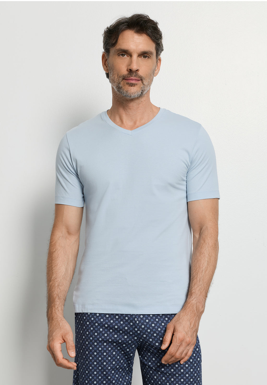 Living Shirts Jersey Cotton V-Neck T-Shirt | Blue Lagoon 75051-2578