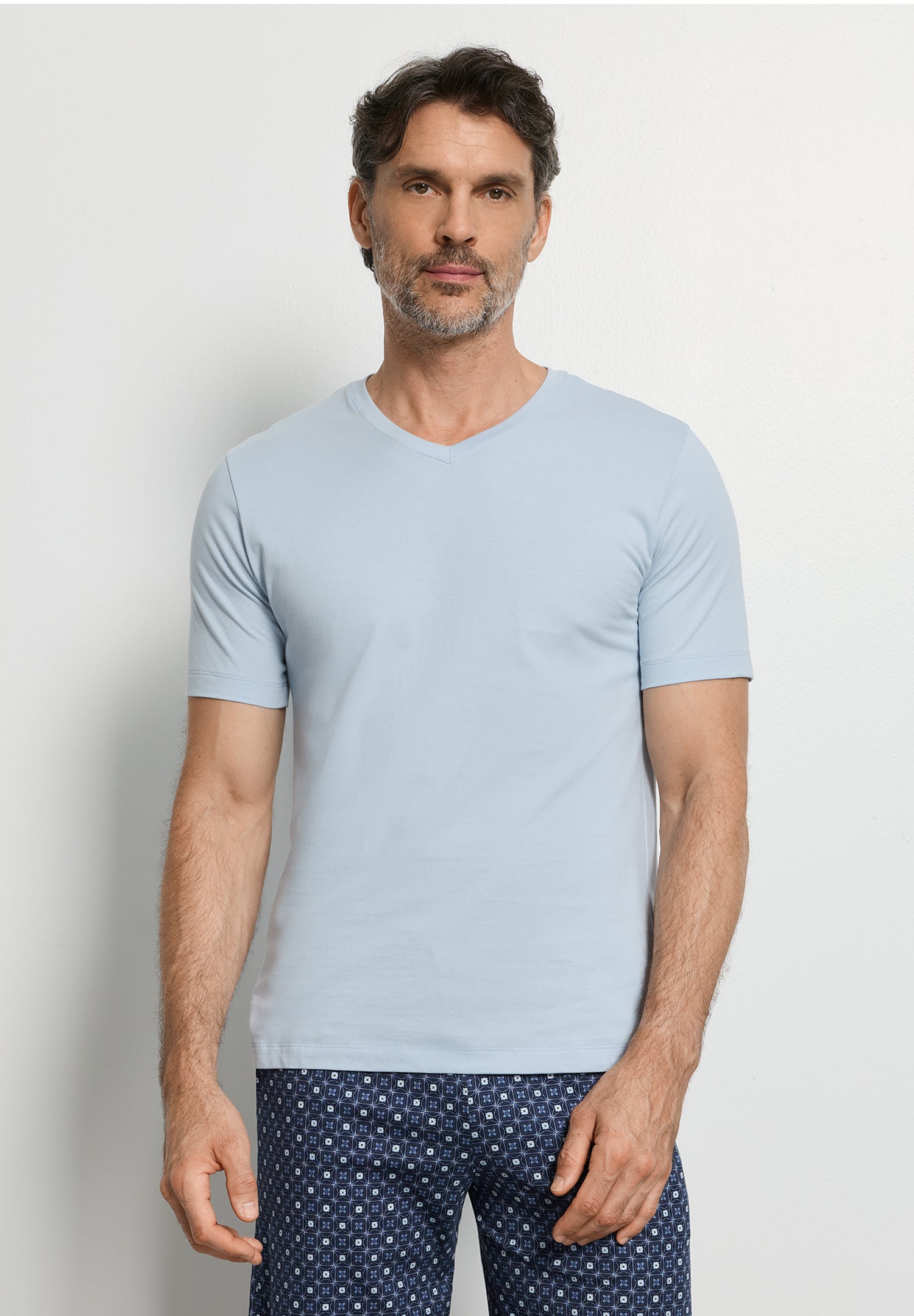 Living Shirts Jersey Cotton V-Neck T-Shirt | Blue Lagoon 75051-2578