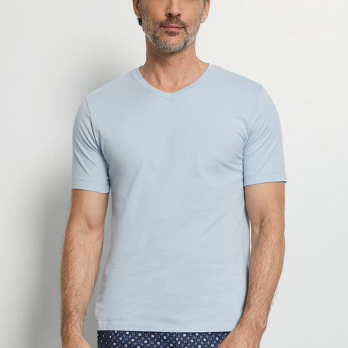 Living Shirts Jersey Cotton V-Neck T-Shirt | Blue Lagoon 75051-2578