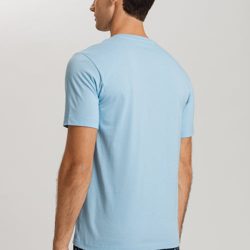 Living Shirts Jersey Cotton V-Neck T-Shirt | Clear Blue 75051-2590