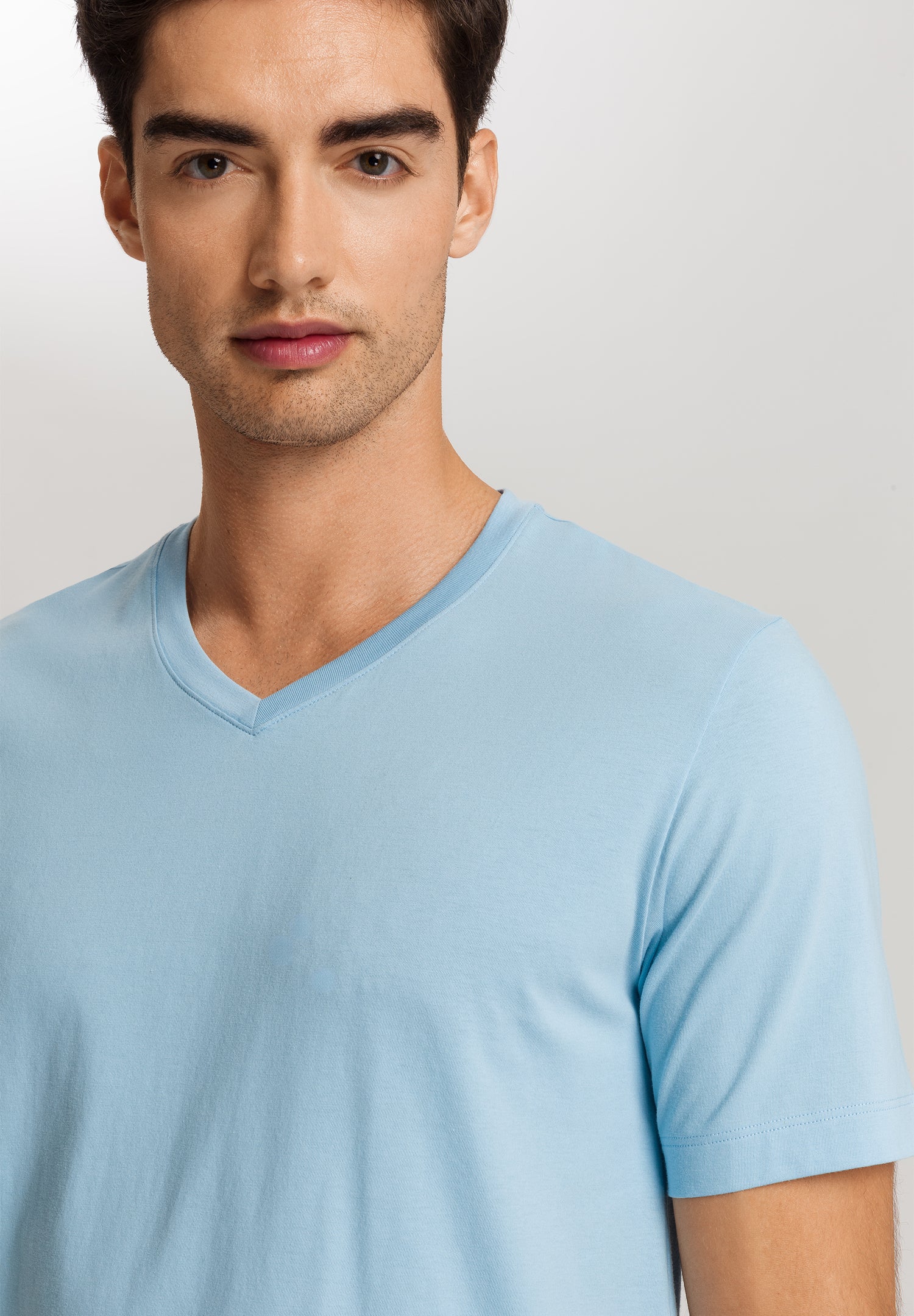 Living Shirts Jersey Cotton V-Neck T-Shirt | Clear Blue 75051-2590
