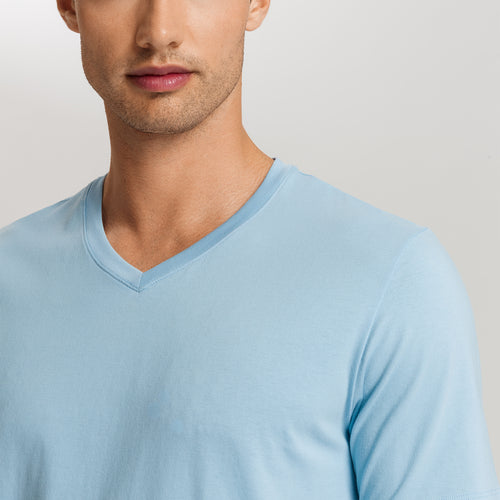 Living Shirts Jersey Cotton V-Neck T-Shirt | Clear Blue 75051-2590