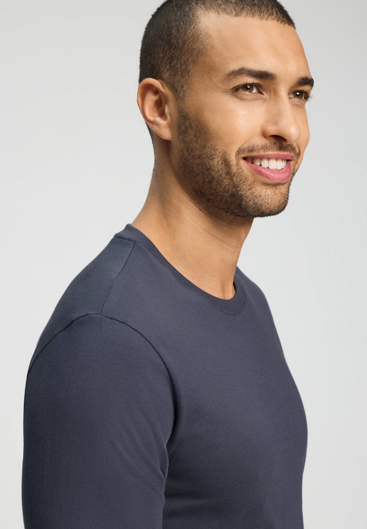 Living Shirts Cotton Crew Neck Top | Stormy Gray 75053-2139