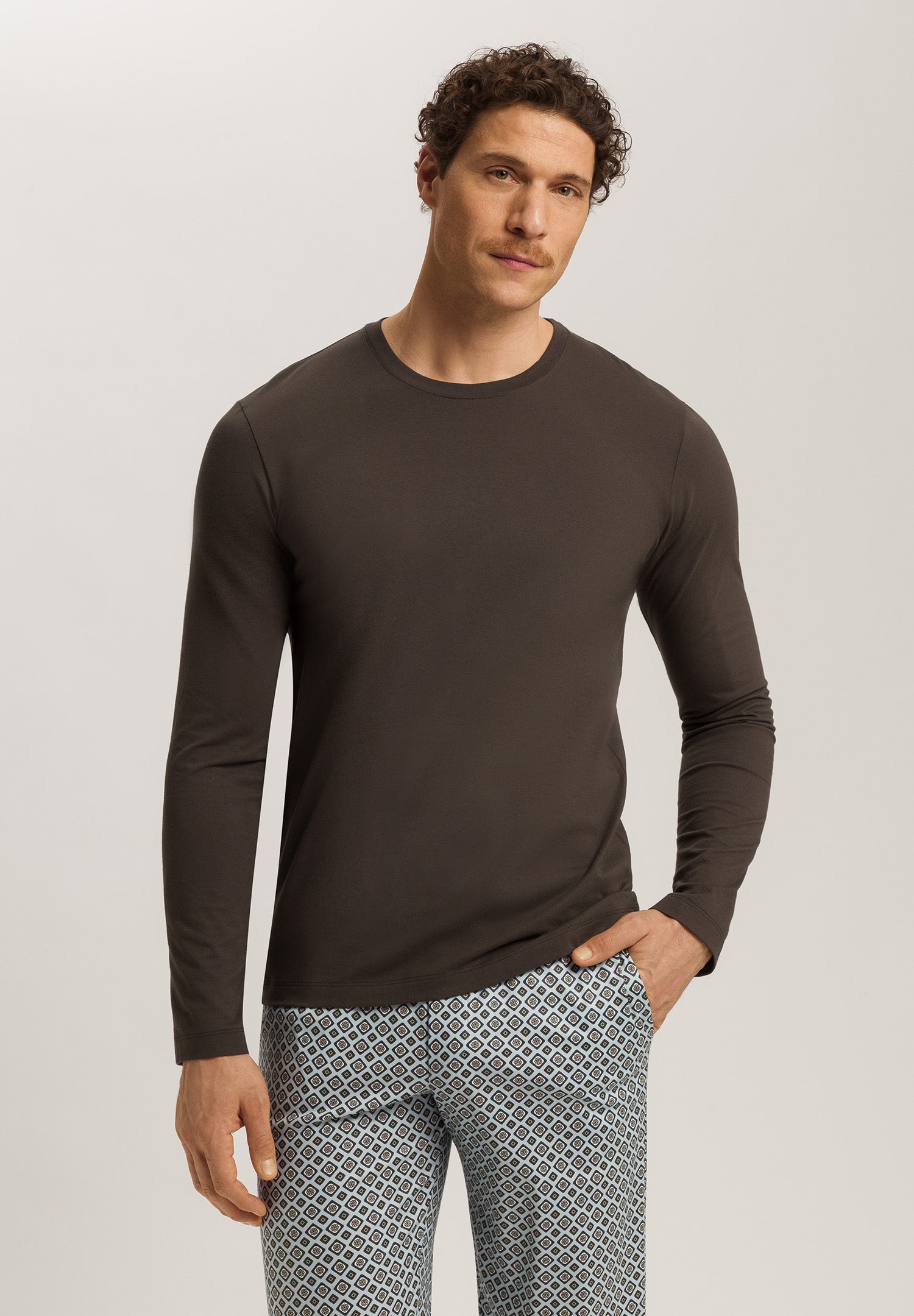 Living Shirts Cotton Crew Neck Top | Earthy Ink 75053-2147