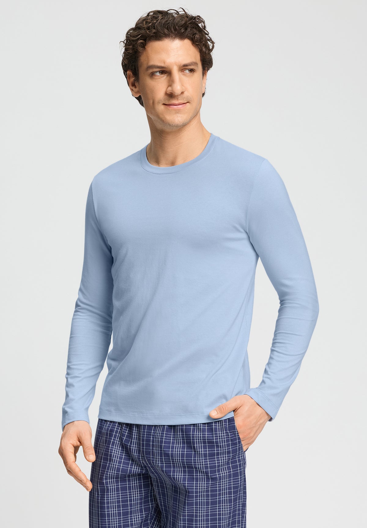 Living Shirts Cotton Crew Neck Top | Cashmere Blue 75053-2587