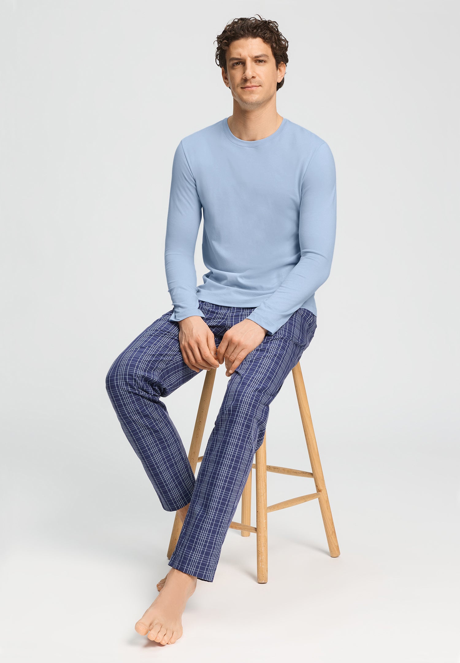 Living Shirts Cotton Crew Neck Top | Cashmere Blue 75053-2587