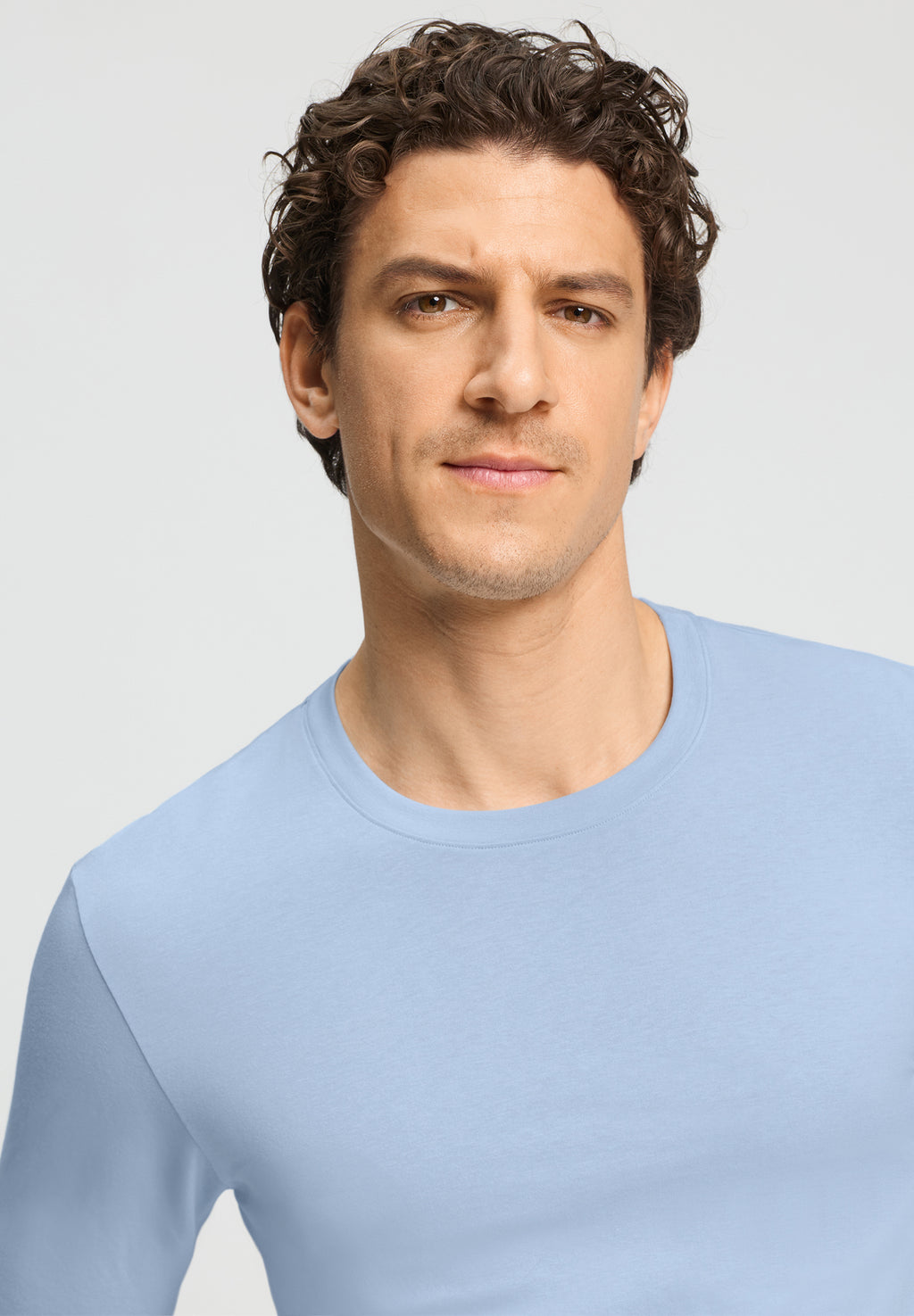 Living Shirts Cotton Crew Neck Top | Cashmere Blue 75053-2587