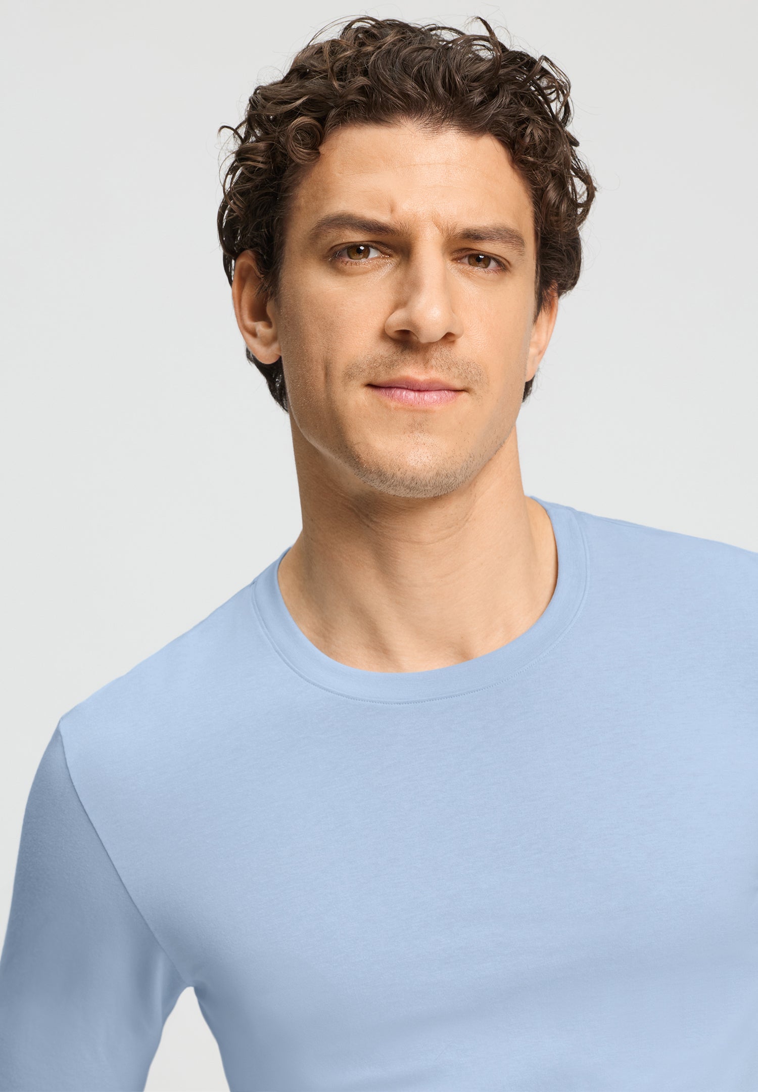 Living Shirts Cotton Crew Neck Top | Cashmere Blue 75053-2587