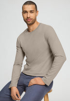 Living Shirts Cotton Crew Neck Top | Wooly Beige 75053-2848
