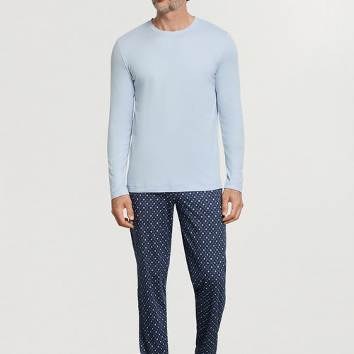 Night And Day Crew Neck Cotton Pajama Set | Squared Harmony 75111-3100