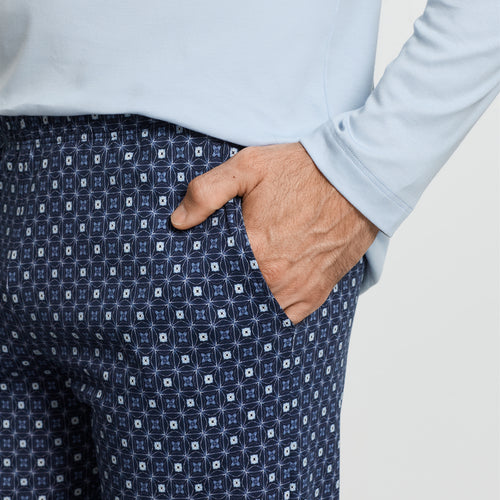 Night And Day Crew Neck Cotton Pajama Set | Squared Harmony 75111-3100