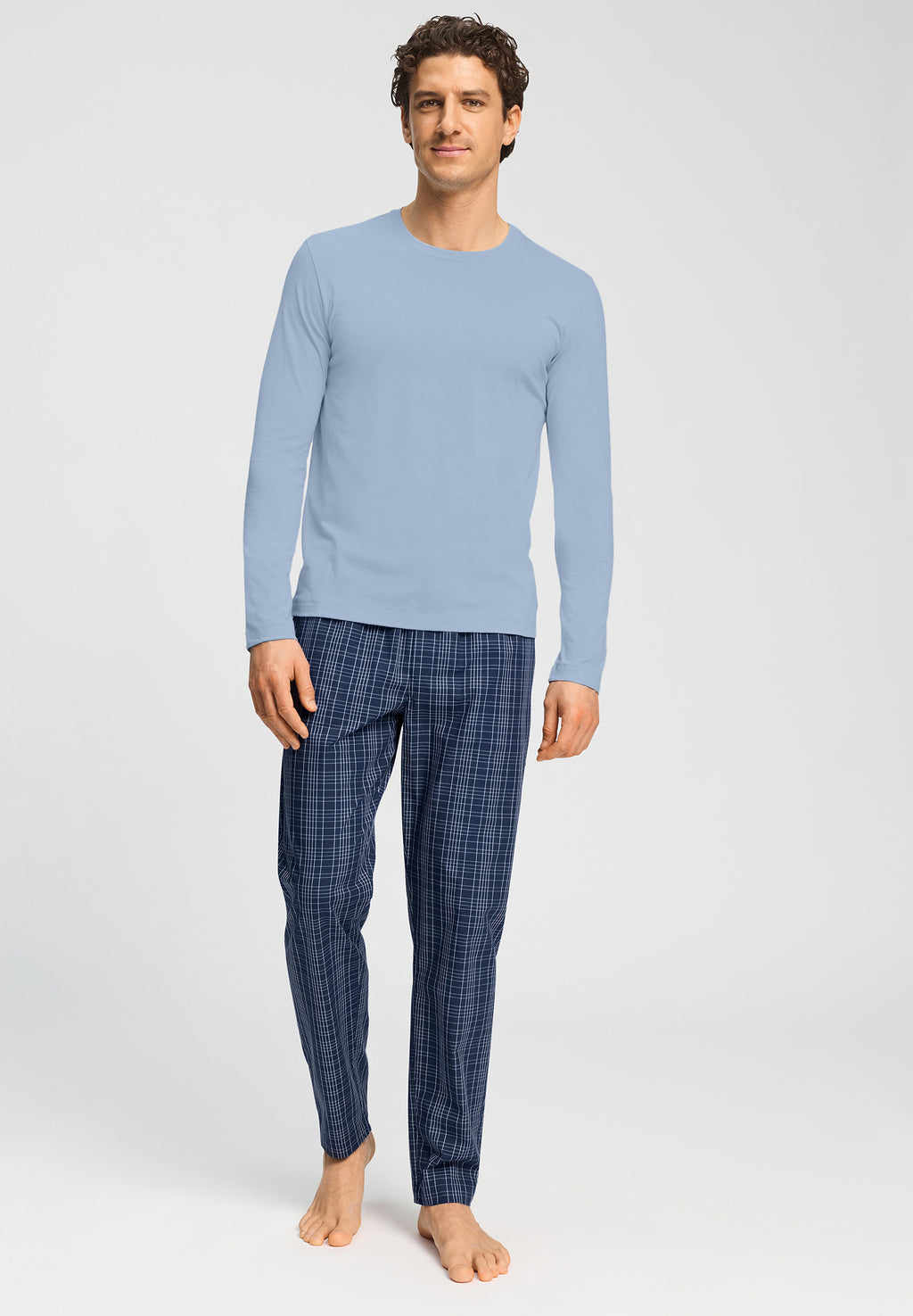 Night And Day Cotton Woven Pajama Pants | Checked Blue 75114-3131