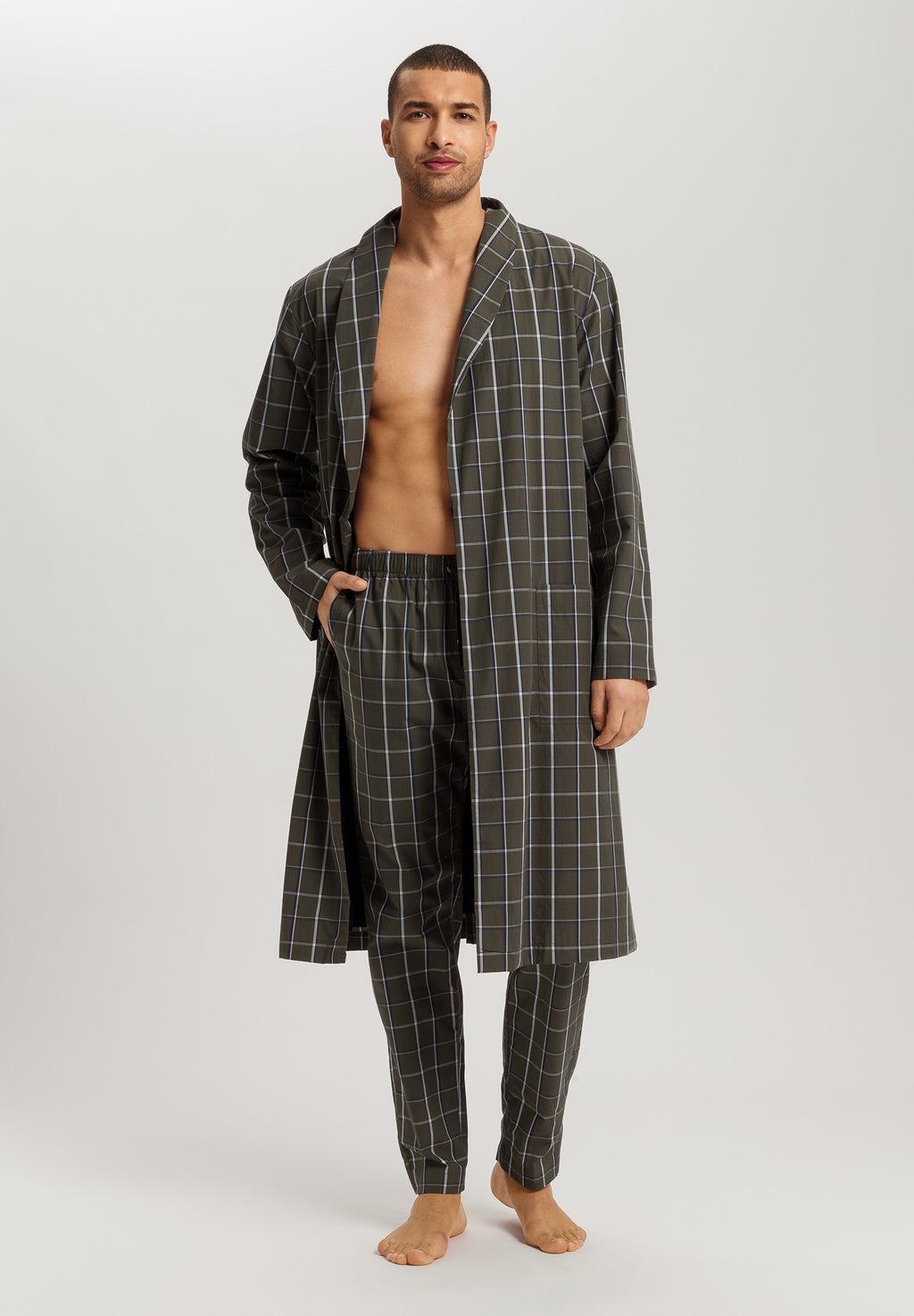 Night And Day Cotton Shawl Collar Robe | Urban Check 75116-3041