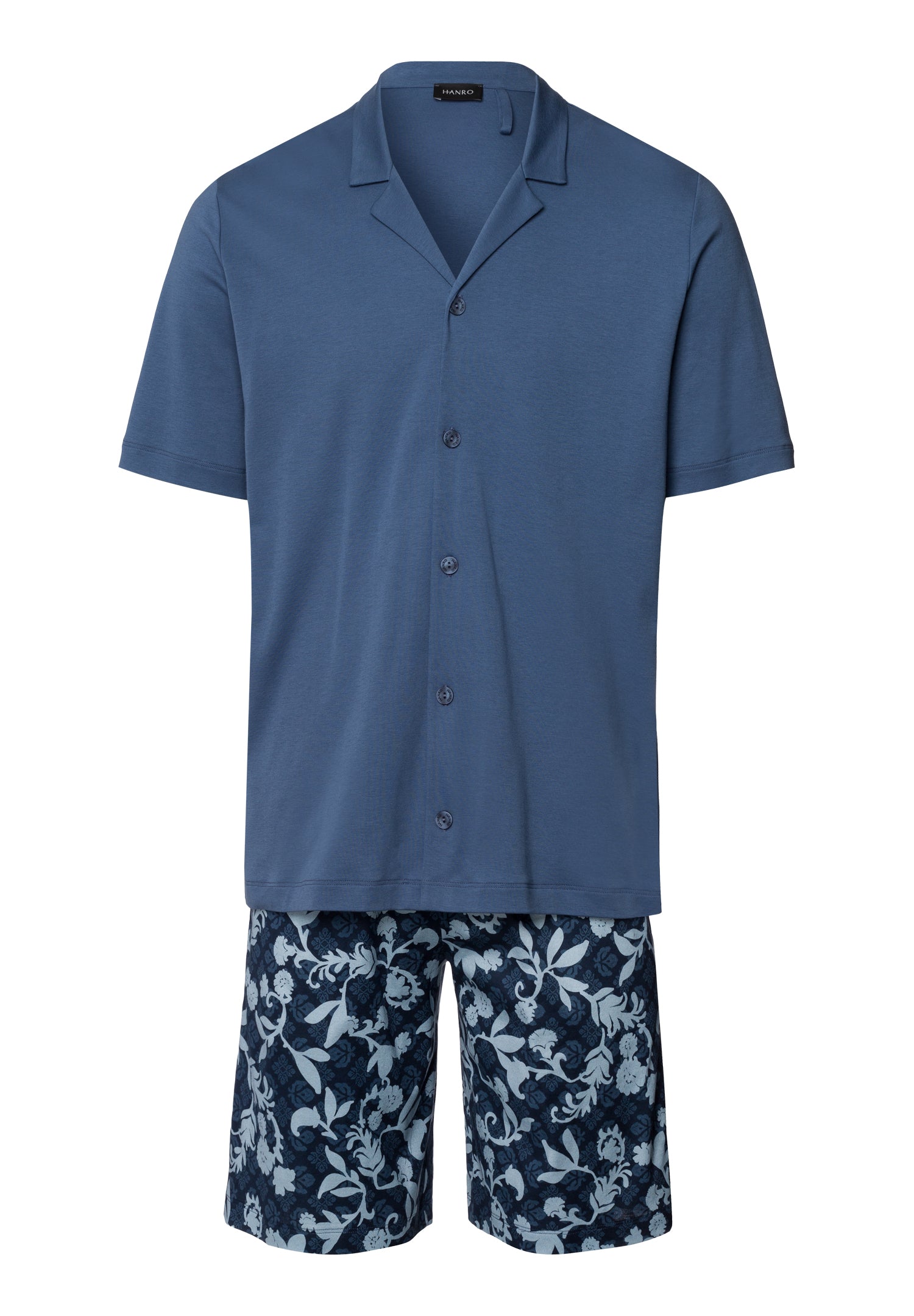 Night And Day Button Front Cotton Pajama Set | Night Blue Tiles 75137-3013