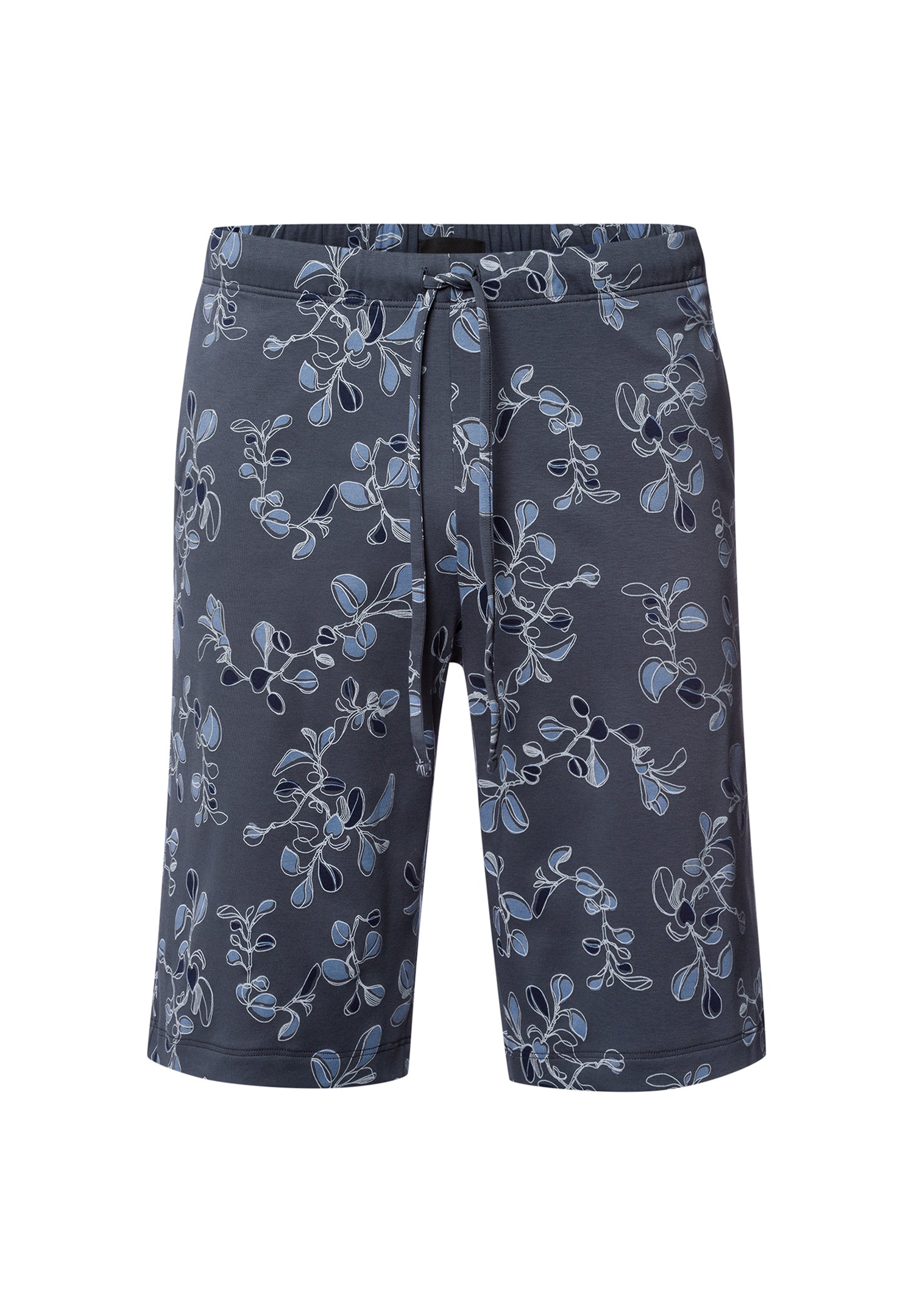 Night And Day Drawstring Cotton Shorts | Aqua Ink Leaves 75513-3025