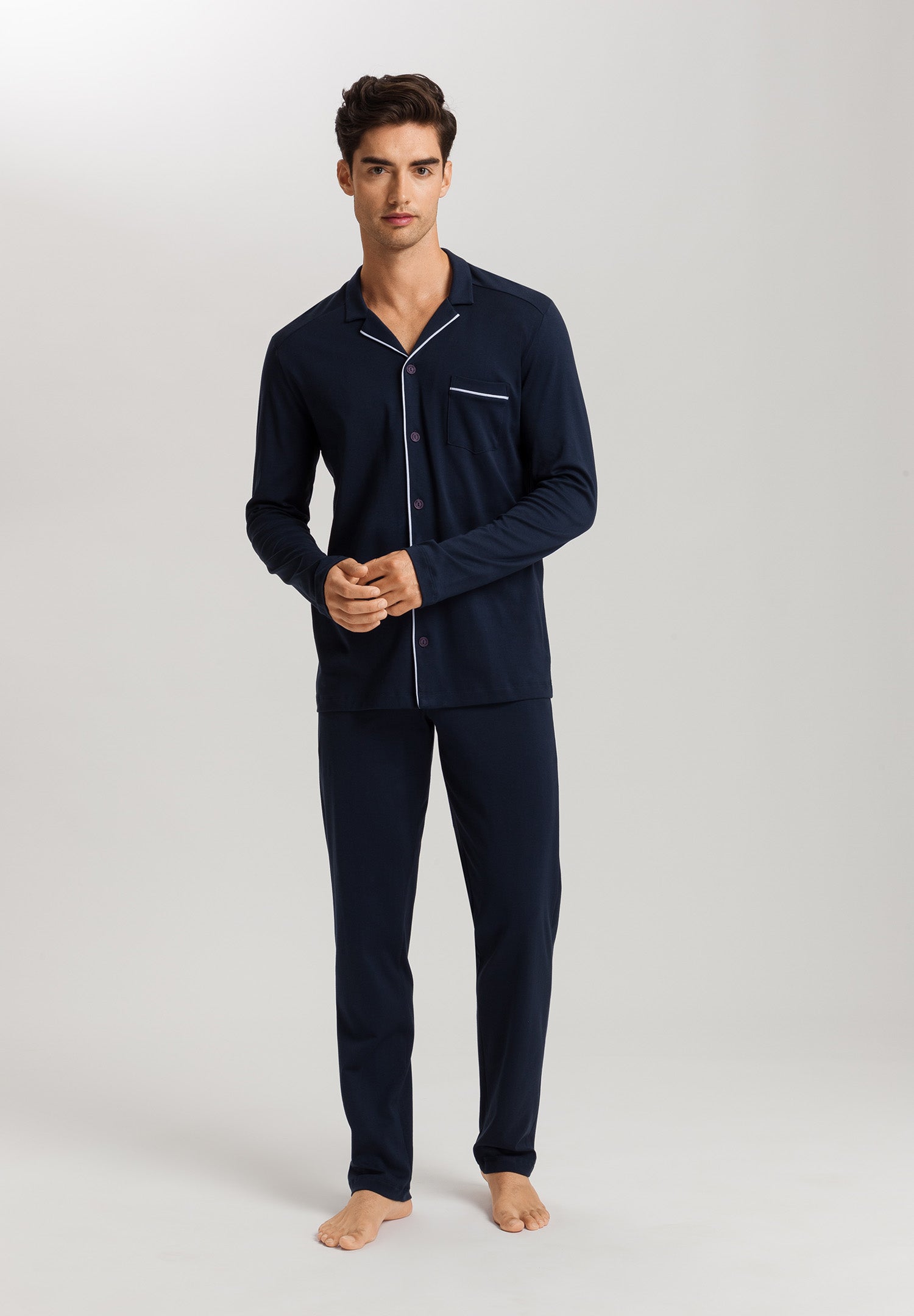 Night And Day Button Front Cotton Pajama Set | Deep Navy 75587-1610