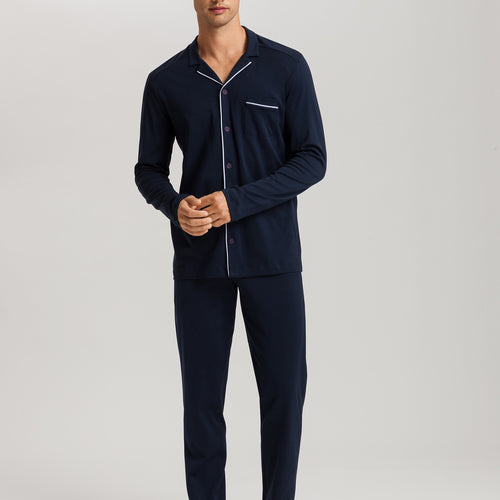 Night And Day Button Front Cotton Pajama Set | Deep Navy 75587-1610