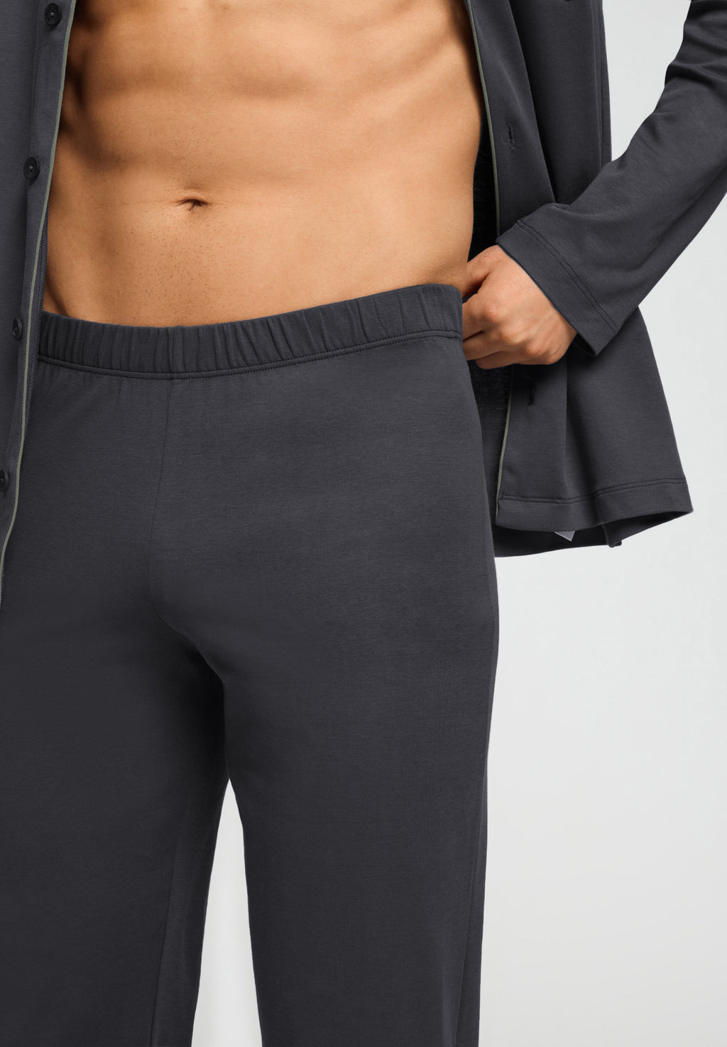Night And Day Button Front Cotton Pajama Set | Charcoal Art 75587-2678
