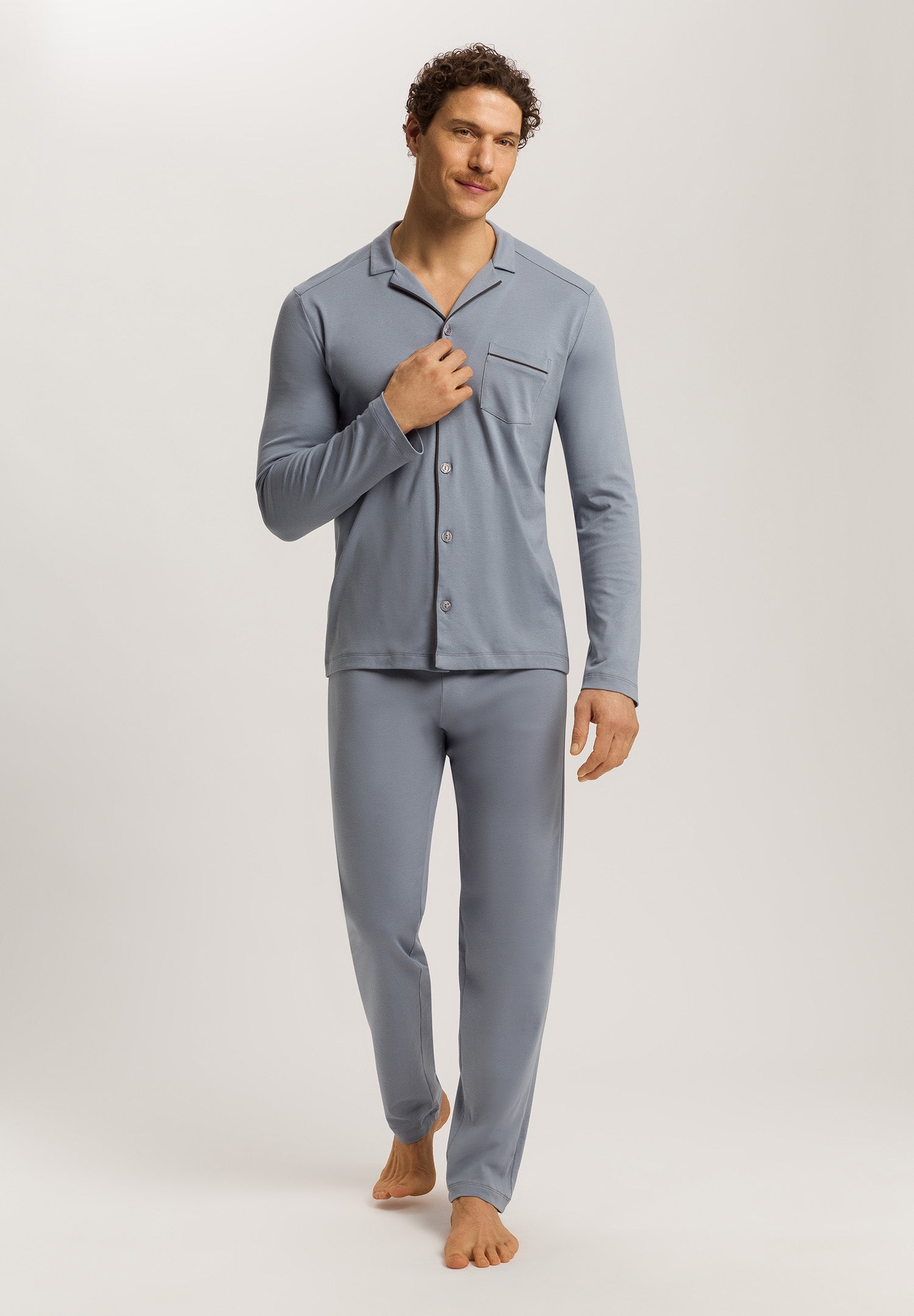 Night And Day Button Front Cotton Pajama Set | Cliff Grey 75587-2680