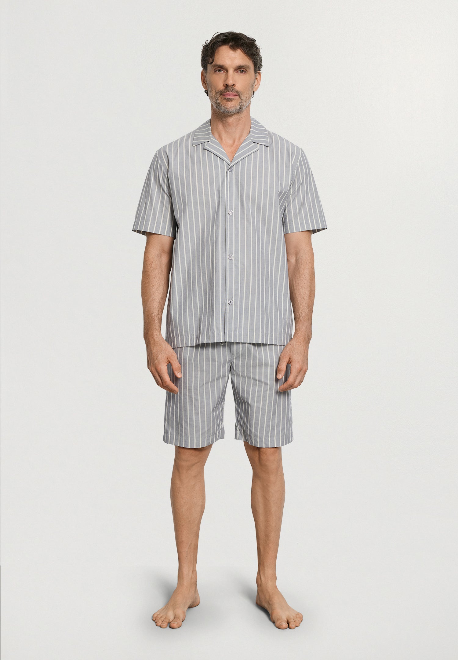 Night And Day S/Slv Henley Shirt | Denim Stripe 75754-3108
